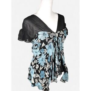 Vintage Y2K Fairy Top, Blue Floral, Size Medium